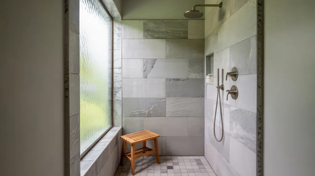 matte finish walk in shower small bathroom ideas