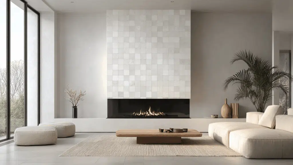 minimal white tile with straight lines