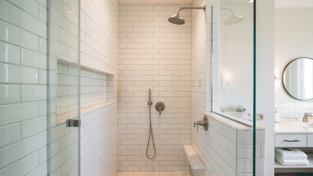 minimalist white walk in shower small bathroom ideas
