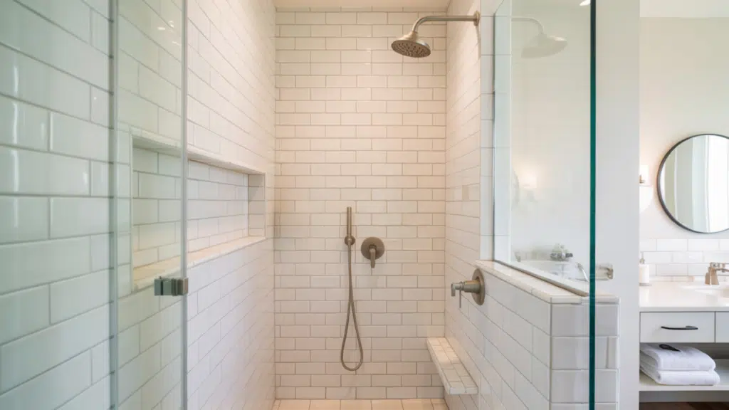 minimalist white walk in shower small bathroom ideas