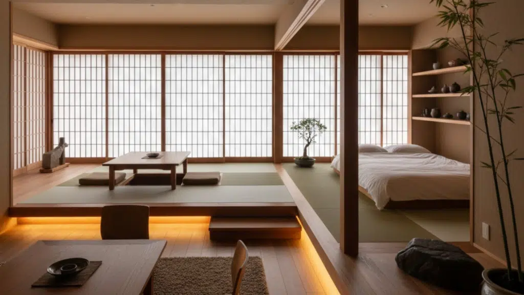 multi level floors to define spaces japanese style house