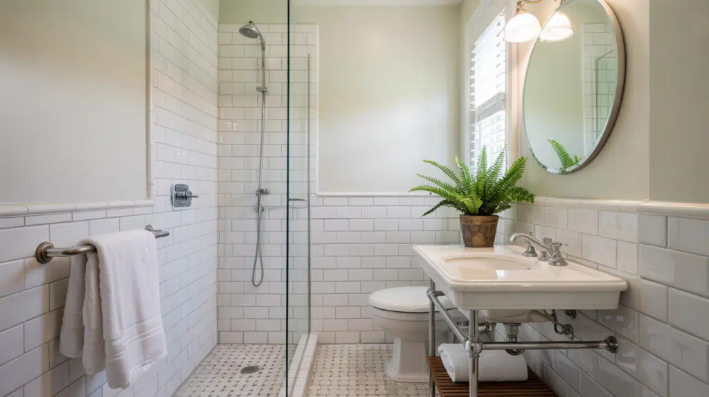 narrow walk in shower one wall small bathroom ideas