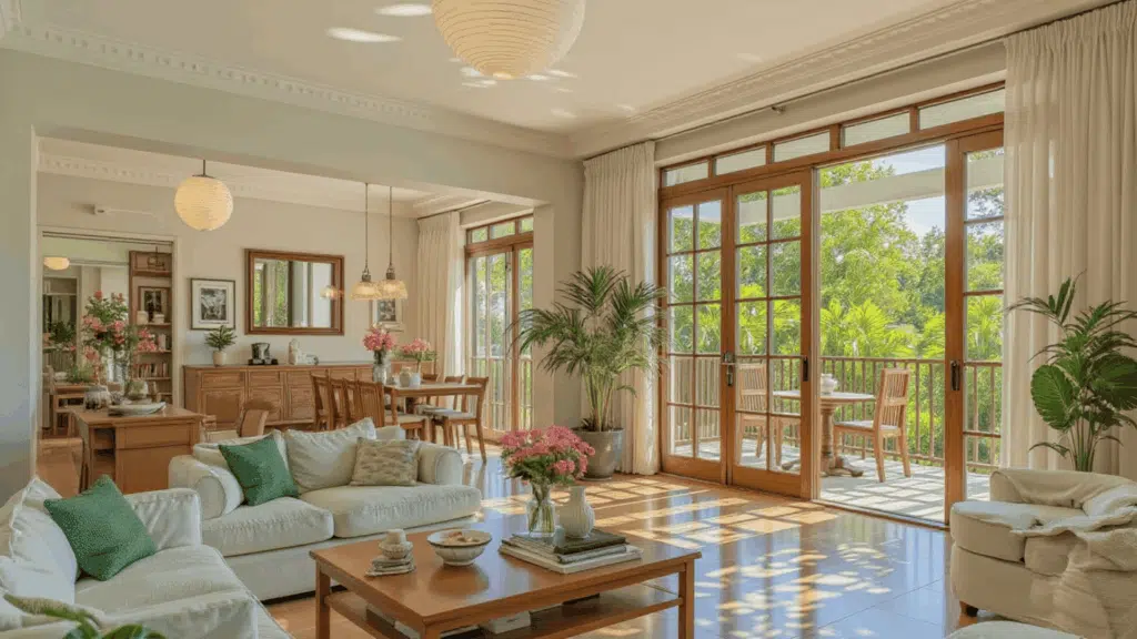 open concept house consistent color palette