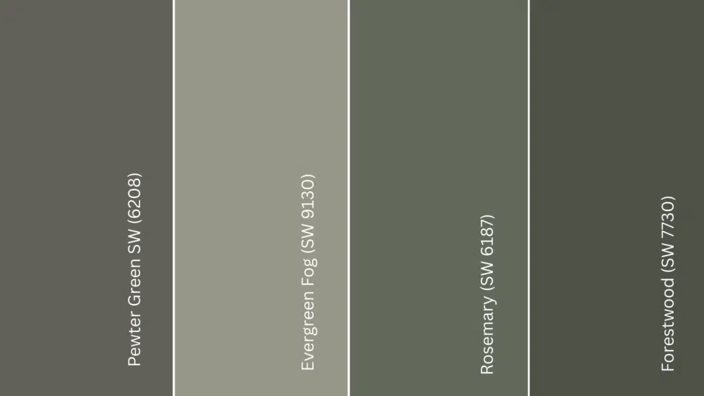 pewter green vs other sherwin williams greens