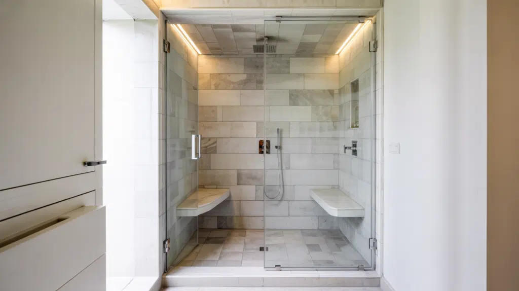 pivot door walk in shower small bathroom ideas