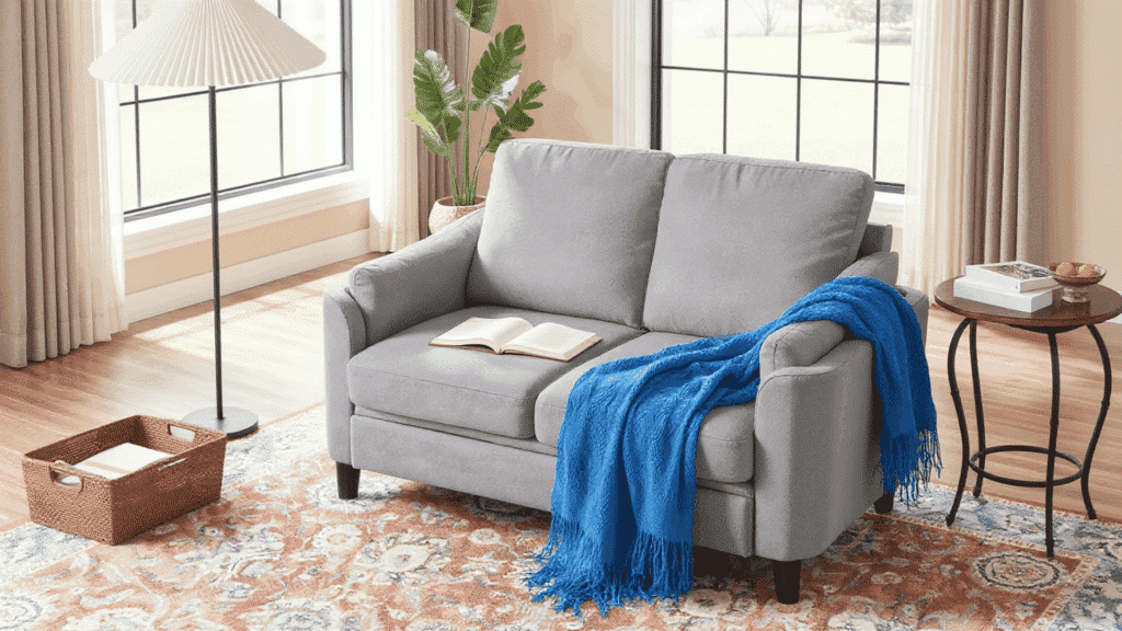 place a compact loveseat with cushions