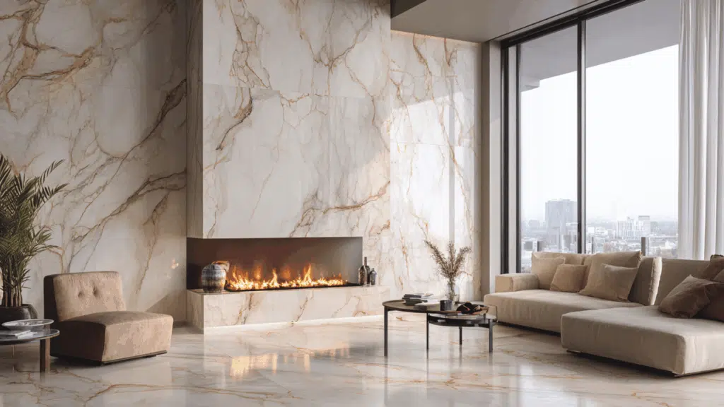 polished marble look porcelain slab