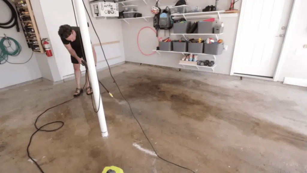 pressure wash the floor