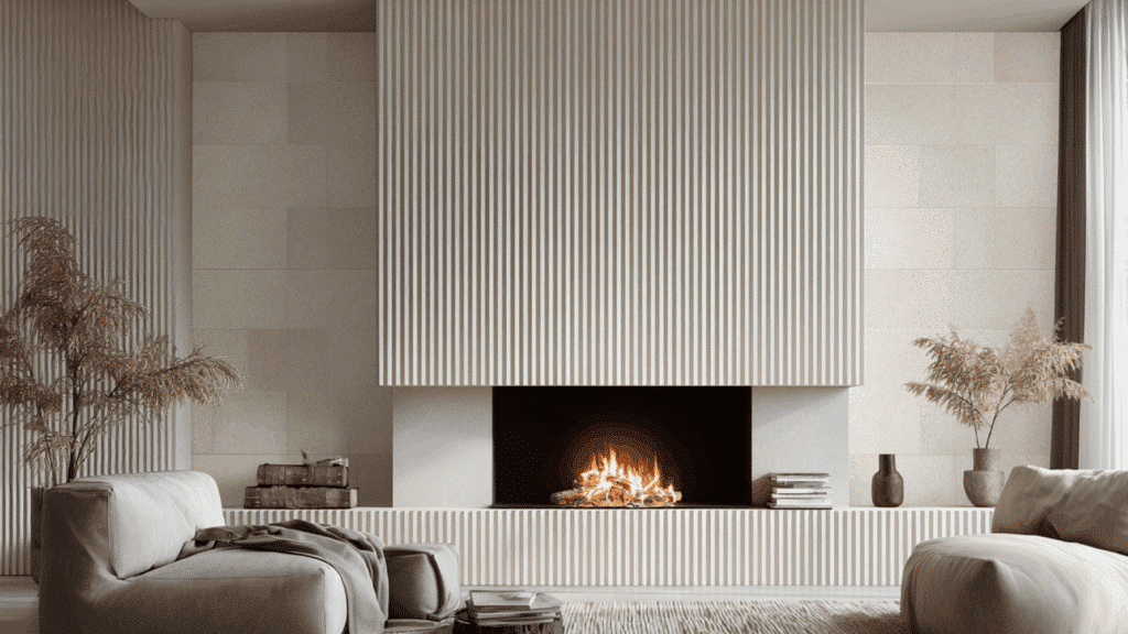 ribbed porcelain tile with vertical grooves