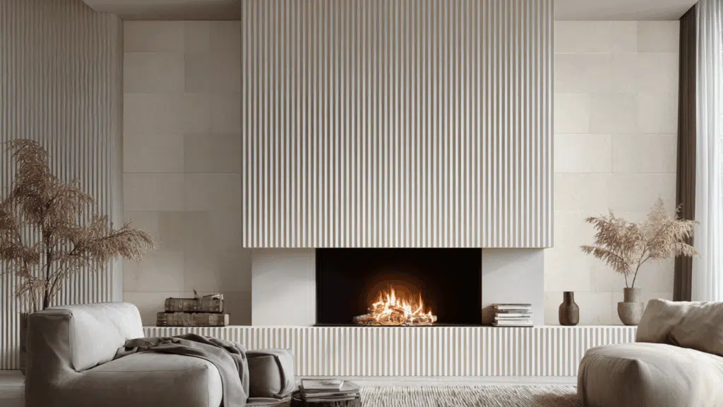 ribbed porcelain tile with vertical grooves