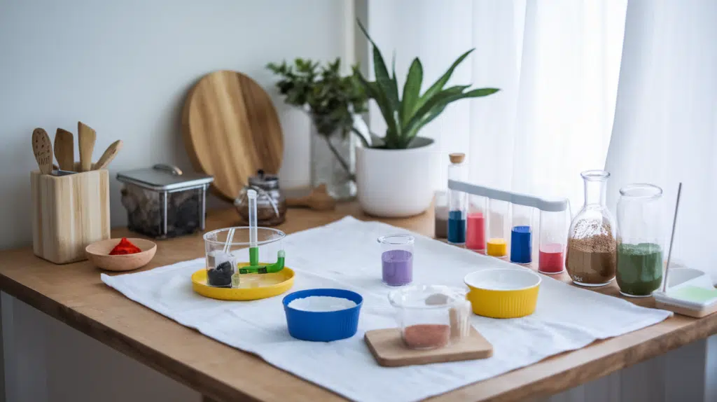 science lab corner in kitchen homeschool room ideas