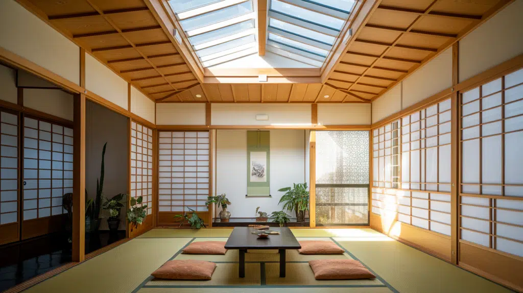 skylights for balanced natural light japanese style house