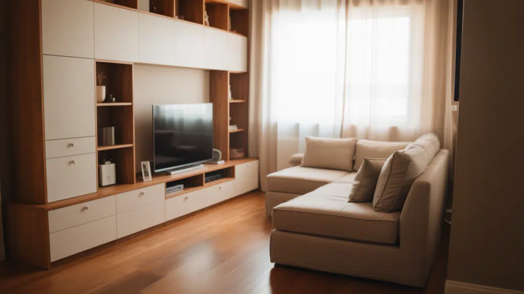 small living room closed storage