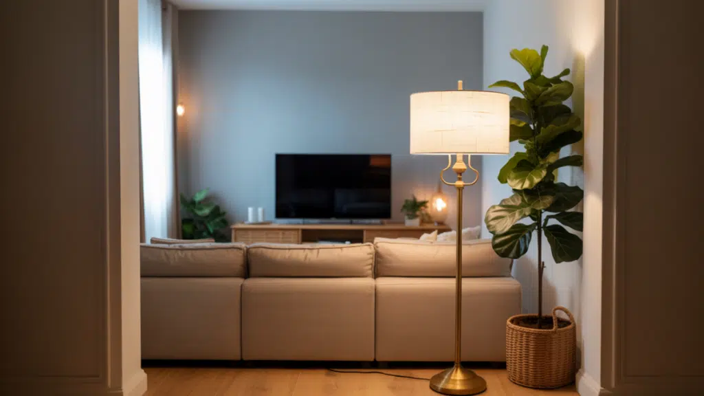 small living room off center tv