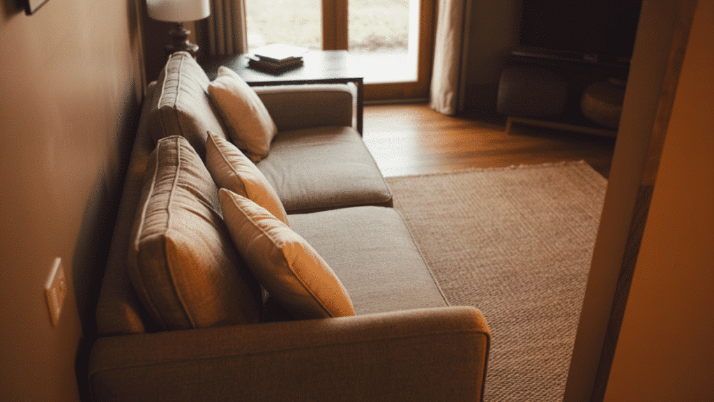 small living room sofa off wall