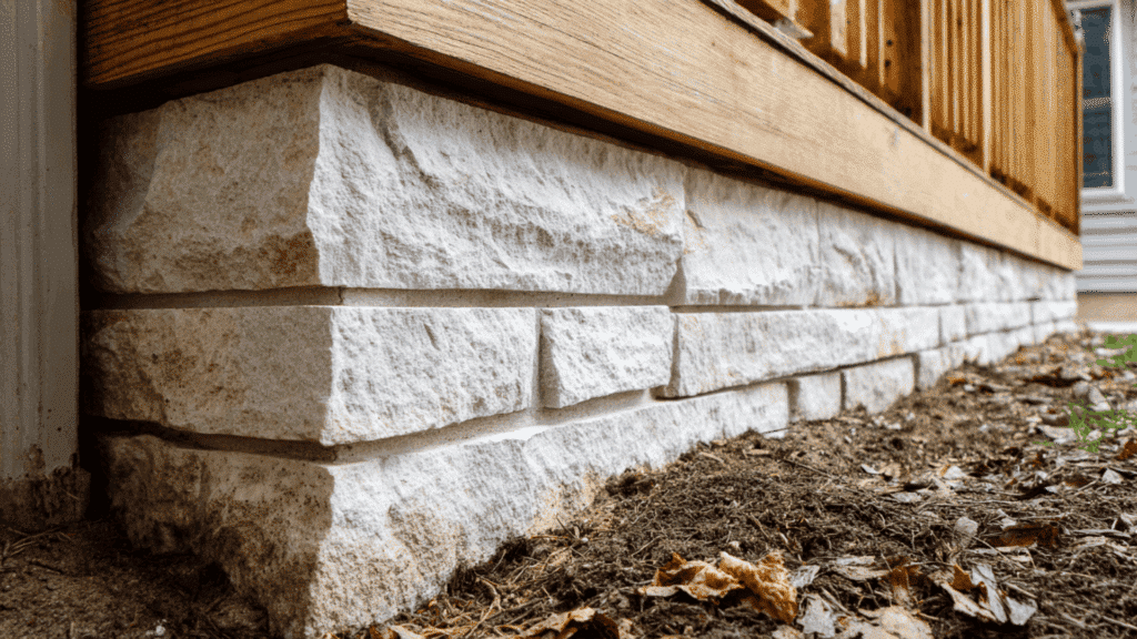 small yard stone panels in narrow linear cuts