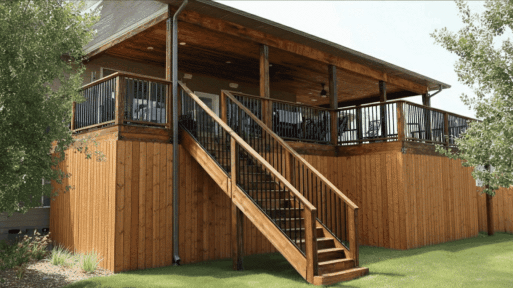 tall vertical planks for high decks with a clean finish