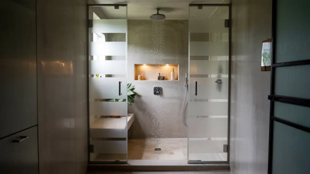 translucent glass panel walk in shower small bathroom ideas
