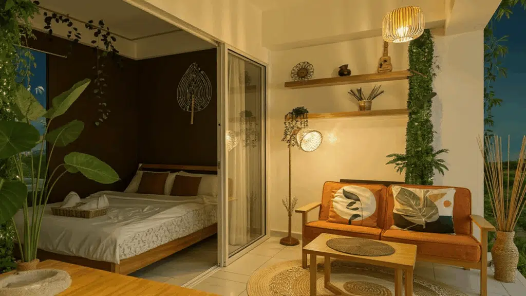 tropical indoor jungle room