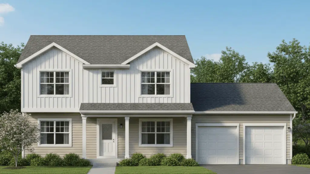 two story house with gable roof