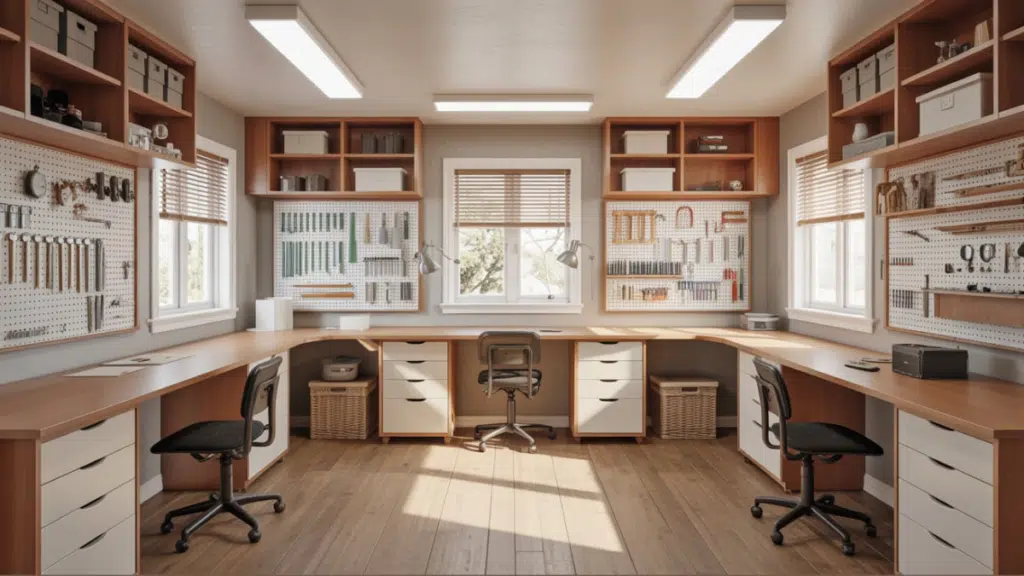 u shaped craft room layout