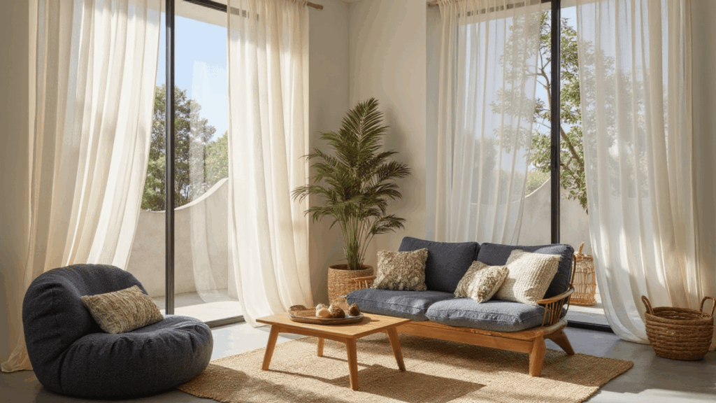 use sheer curtains to soften natural light