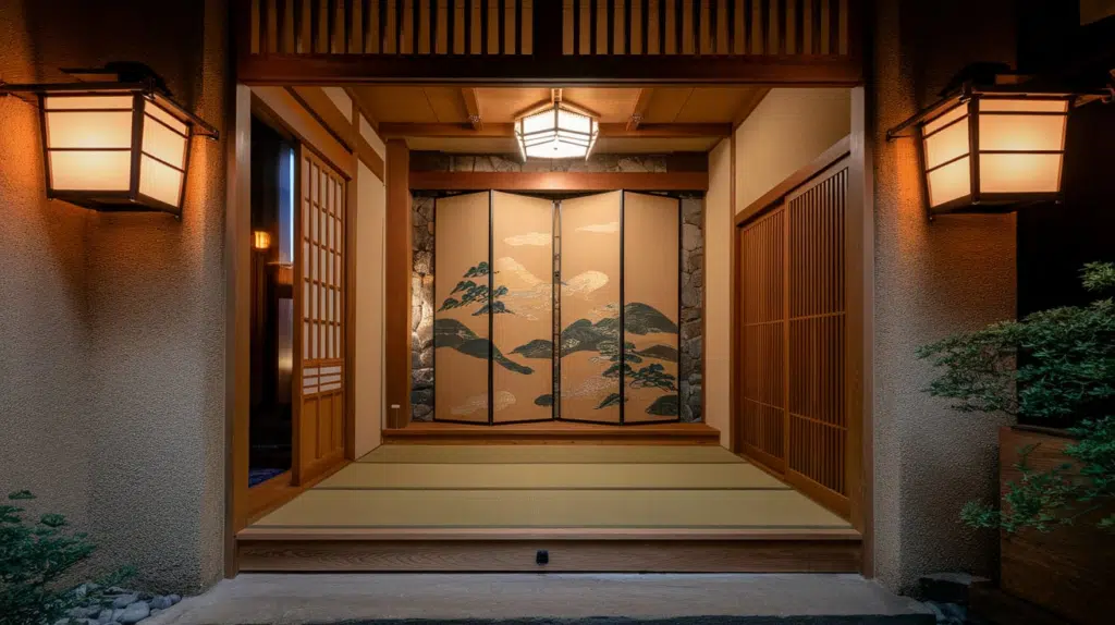 warm lantern style lighting for entryways japanese style house