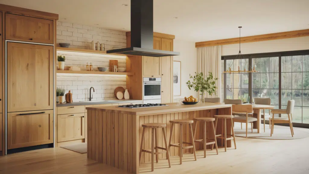wood kitchen island with stove