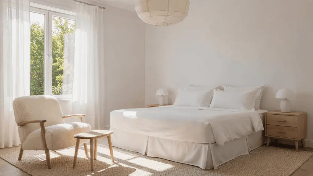 all white minimal bedroom