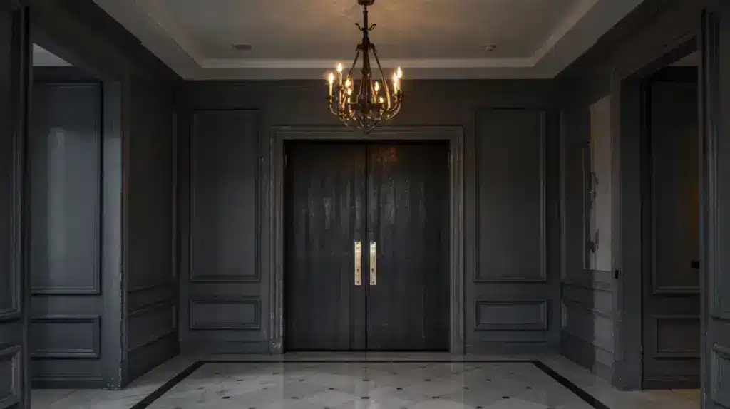 black painted entryway