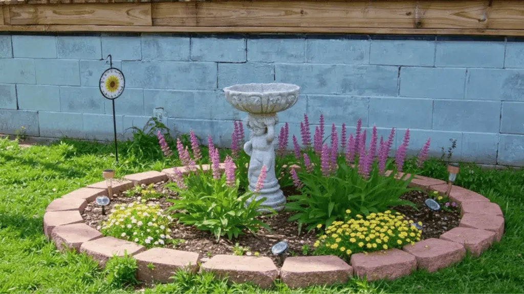 circular raised flower bed centerpieces