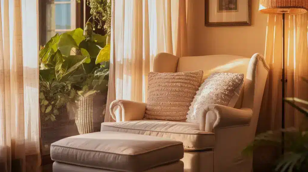 cozy reading nook with a single accent chair