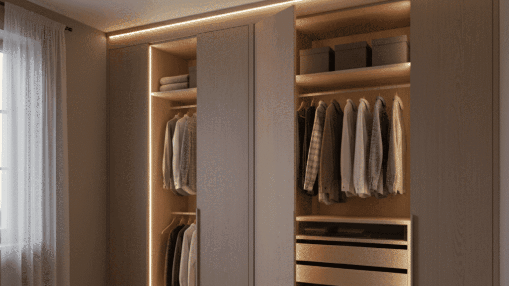 custom ceiling height led wardrobe