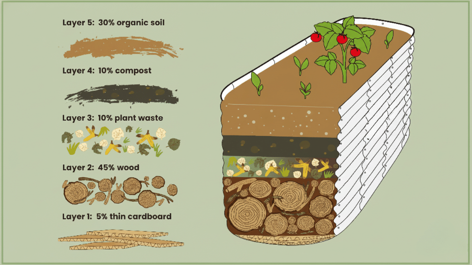 diy raised garden bed layers