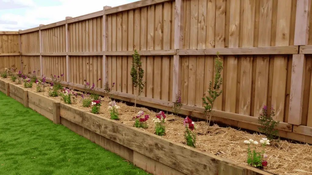 fence line raised flower beds