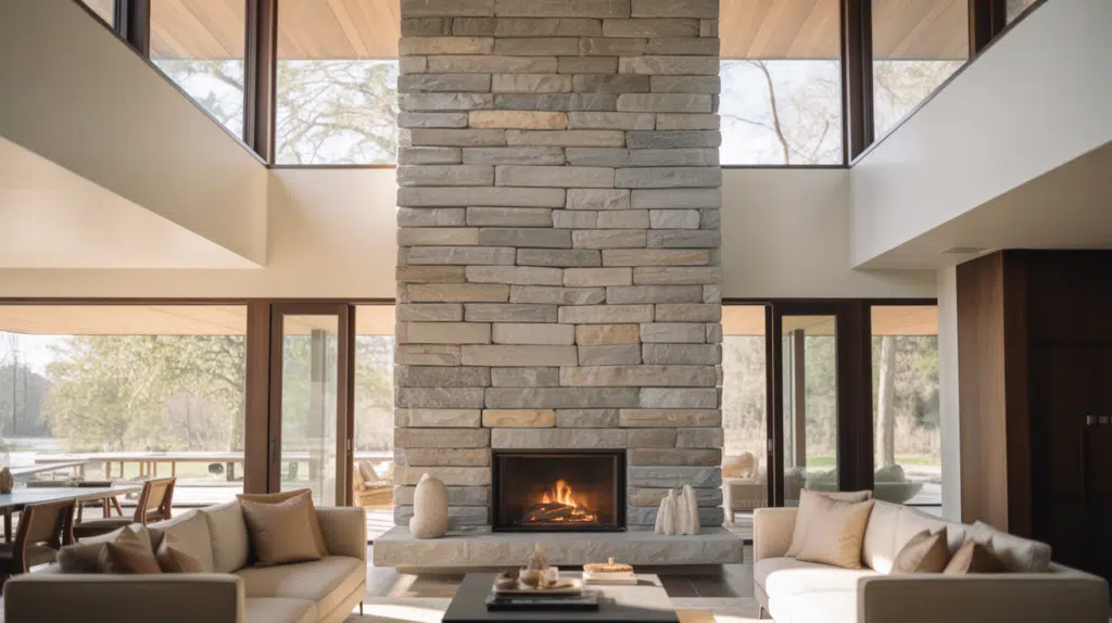 floor to ceiling fireplace