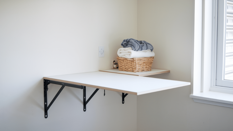 fold down wall table small laundry room diy
