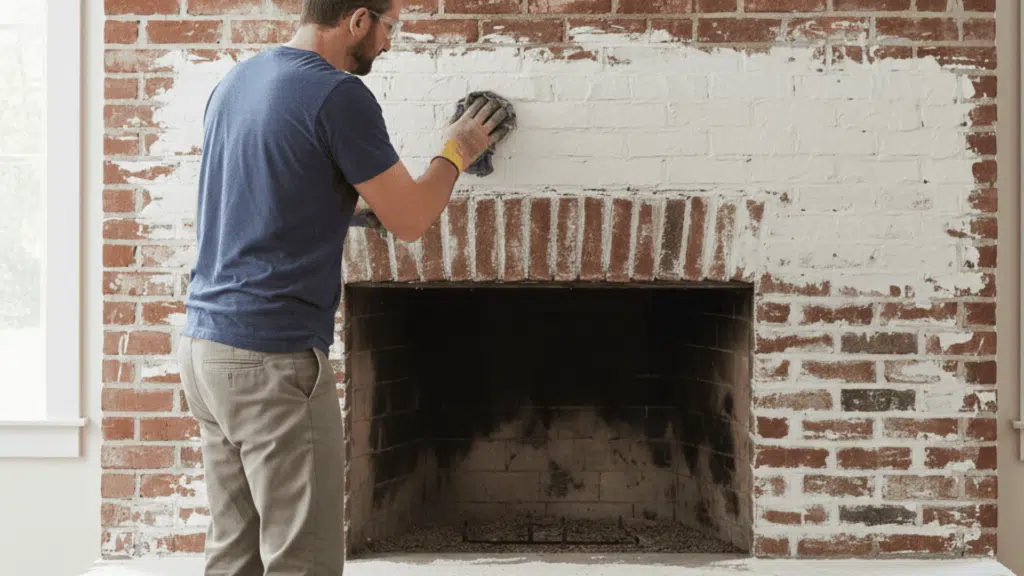 german schmear a fireplace apply mortar to the brick