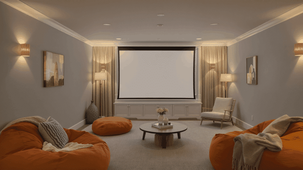 home theater decor ideas floor seating with cushions