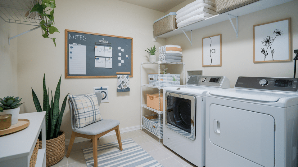 laundry room command center wall