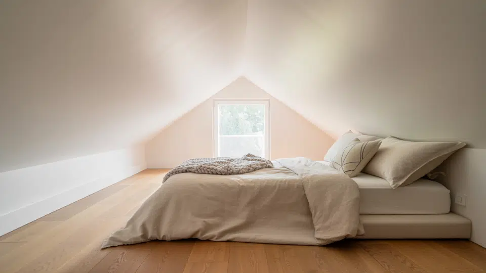 low platform bed for sloped ceiling bedrooms