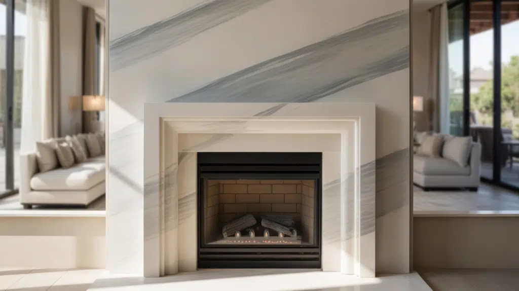 marble look fireplace