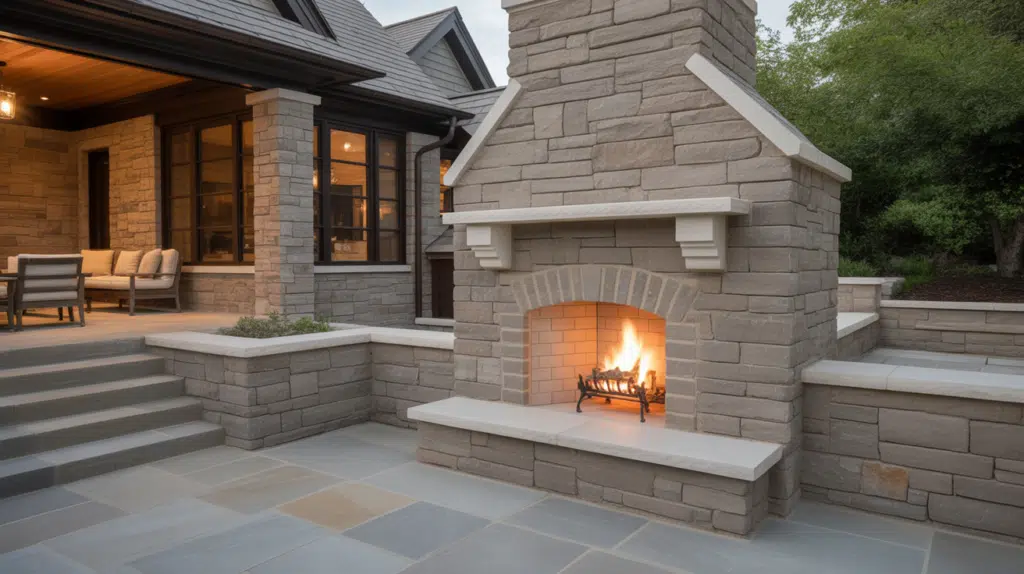 matching exterior fireplace