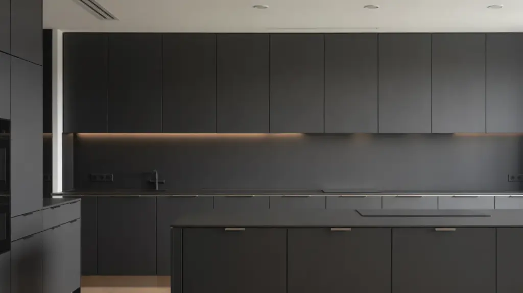 matte black cabinets with minimal hardware