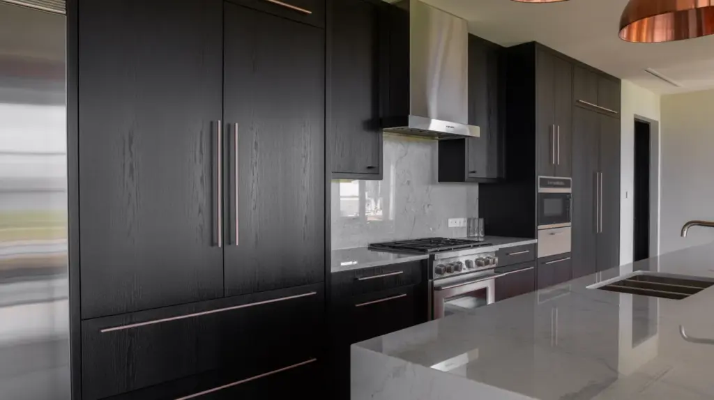 mixed materials in a black palette