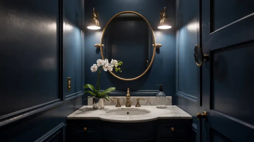 navy powder room