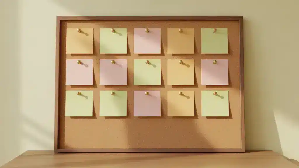 neatly styled cork board