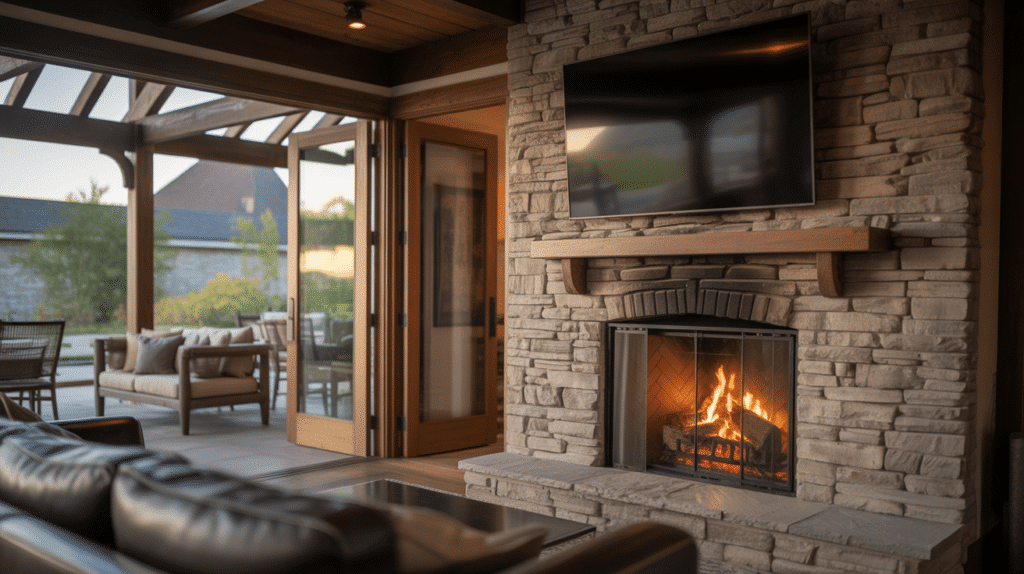 offset tv placement fireplace