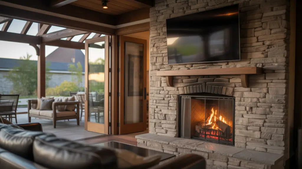 offset tv placement fireplace