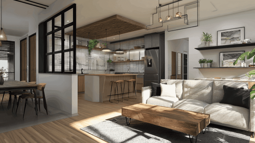 open plan kitchen living room